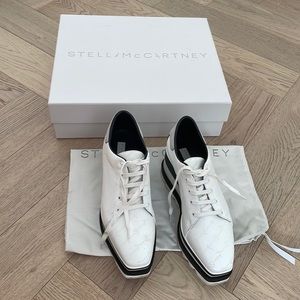 Stella McCartney White Perforated Logo Vegan Leather Elyse Platform Sneakers